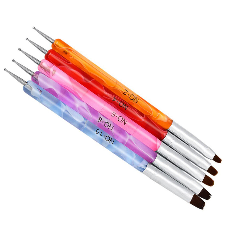 Manicure Pens Double-end Nail Art Brush UV Gel Builder Painting Drawing Brushes