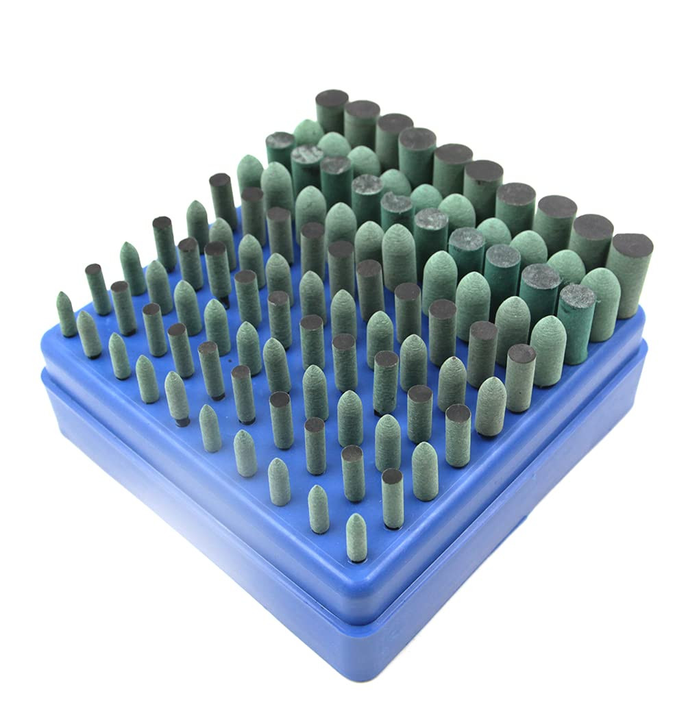 100Pcs Buffing Rubber Polishing Burr Grinding Bit Rubber Nail Drill Bits 1/8″ Sh