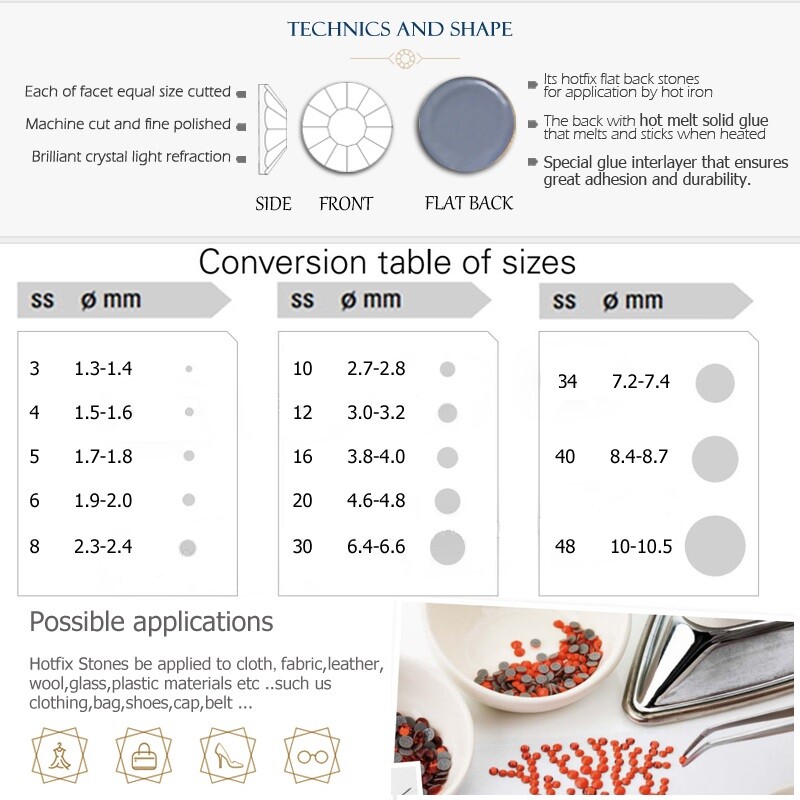 Moonlight hotfix rhinestone flatback crystal strass stones fabric DIY decoration