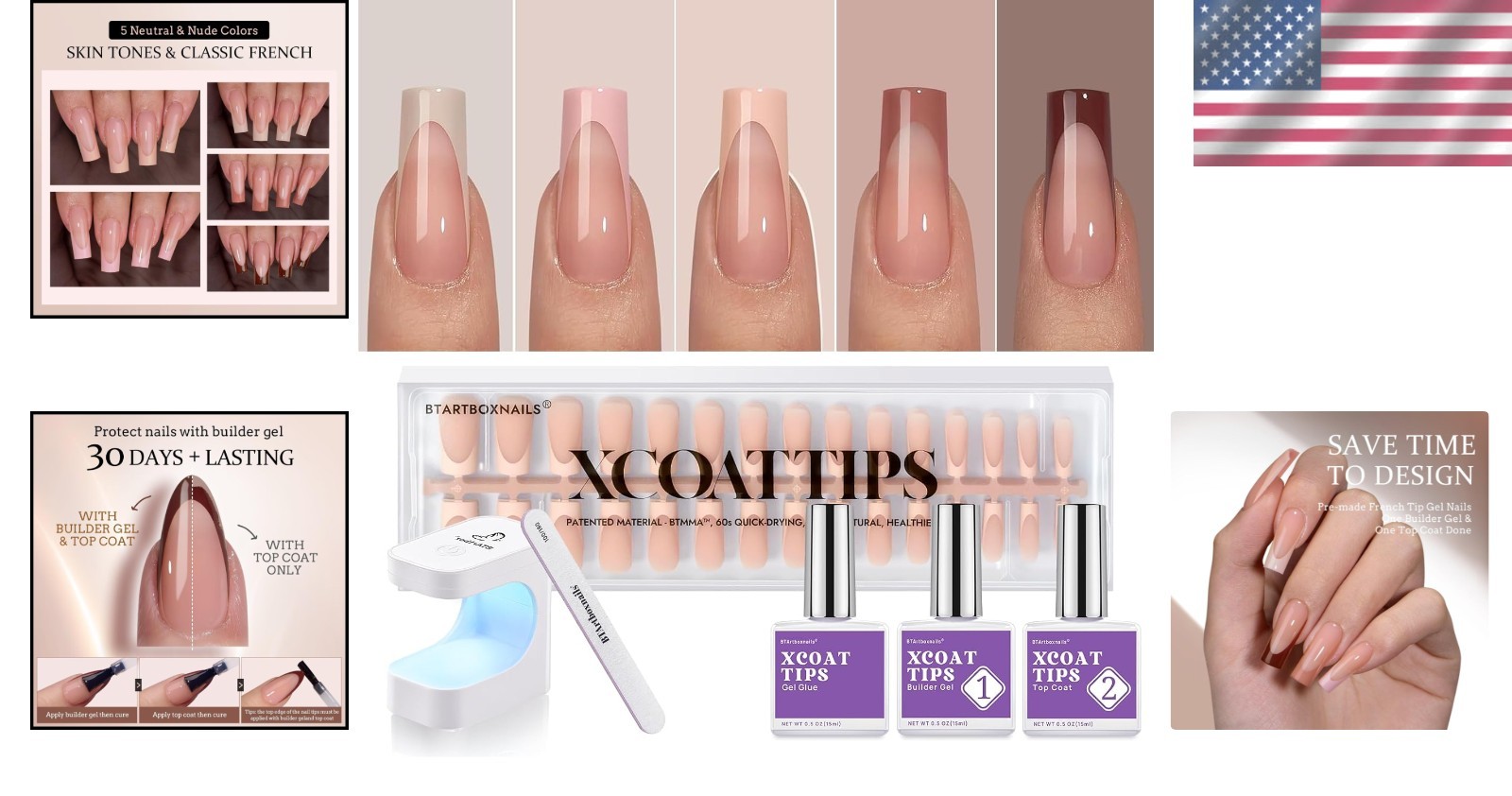 XCOATTIPS All-in-One Nail Kit – 30 Days Long-Lasting French Tips Combo
