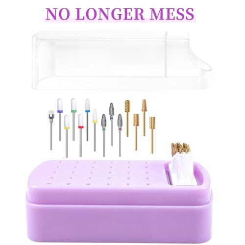 2 in 1 Nail Drill Bits Holder & Nail Drill Bits Cleaning Brush size 01 Purple