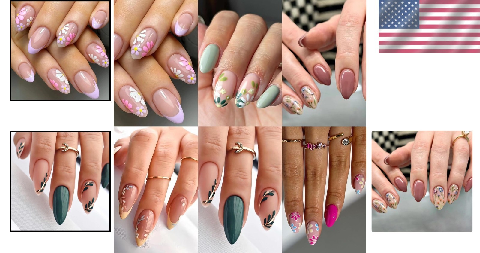 Expressive 144 Pcs Floral Almond Press On Nails Set – Quick & Easy Application