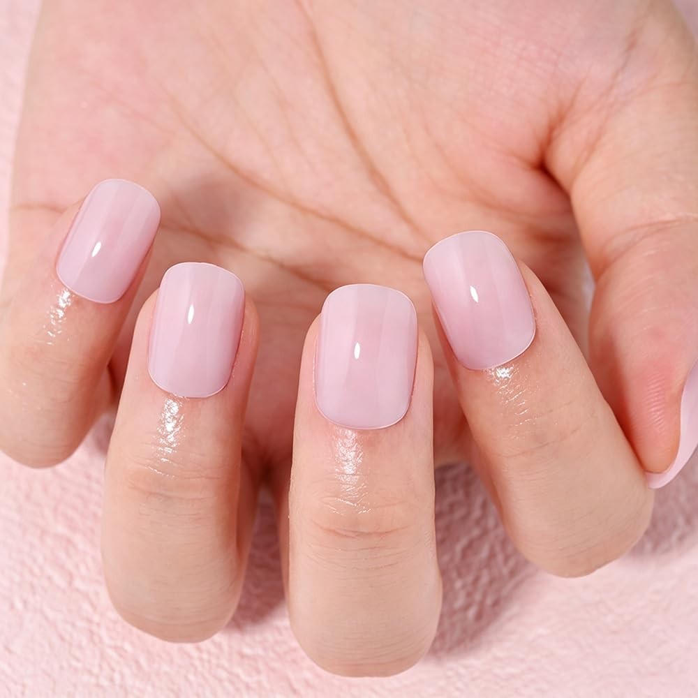 evpct Pale Nude Short Squoval Press on Nails 30 Pc