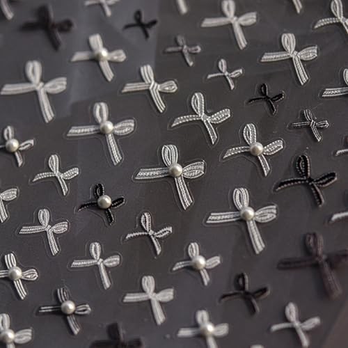 Lace Bow Nail Stickers White Black Bowknot Nail Art Stickers Nail Sticker-8