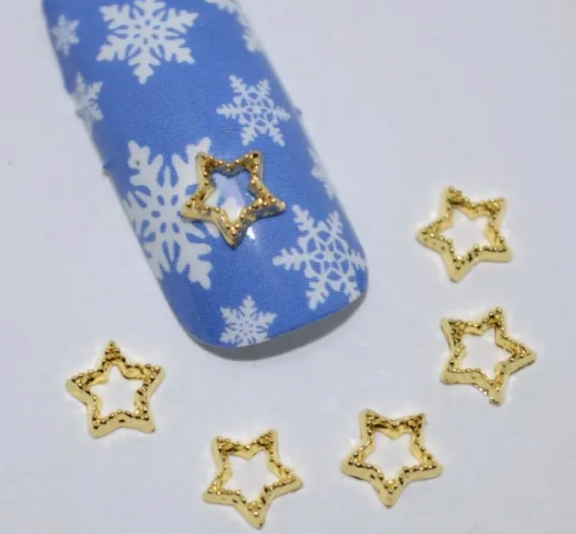 X6 PIECES OF NAIL GEMS, RHINESTONES, SIX GOLD STAR NAIL GEMS, NAIL ART,JEWELLERY