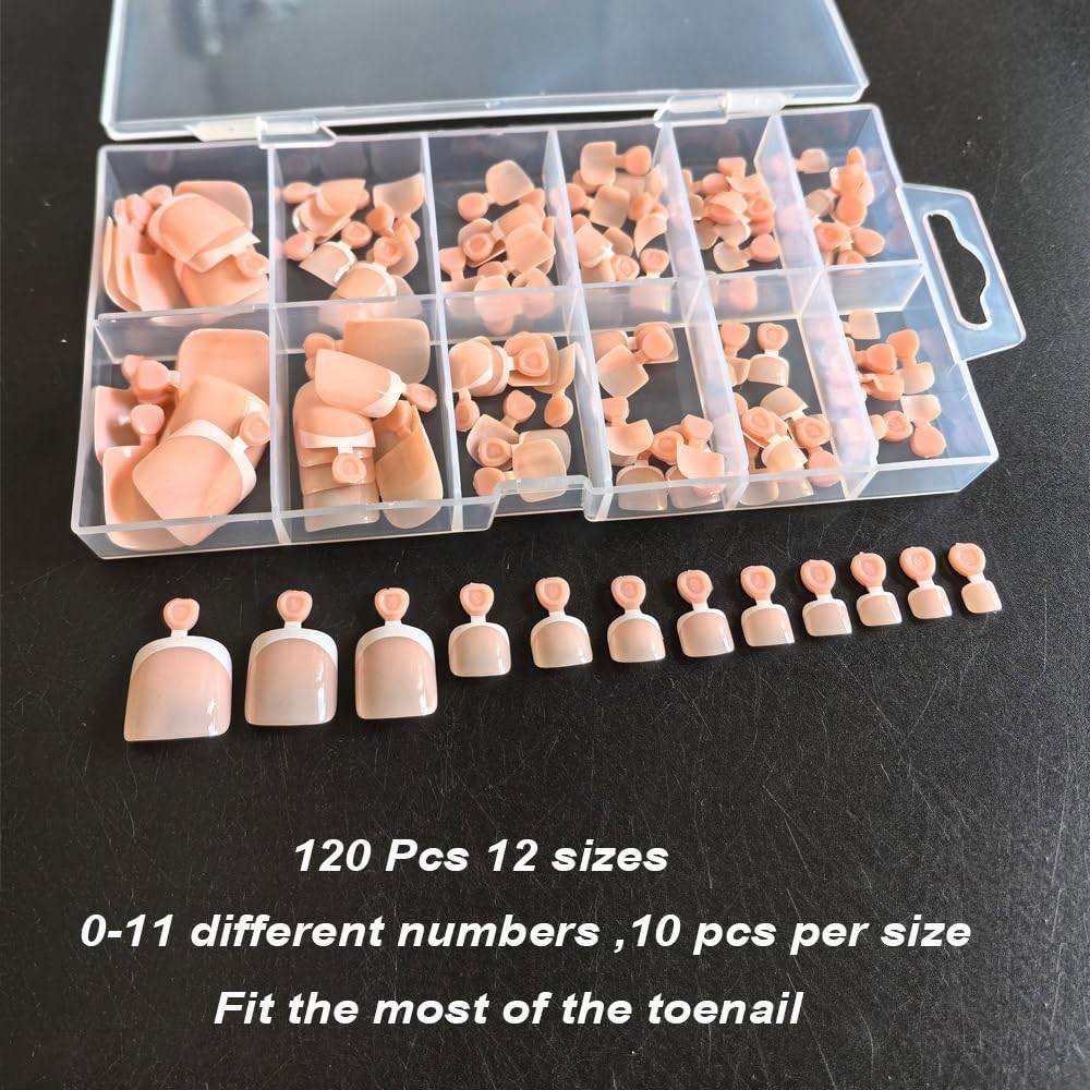 Nude French Press On Toenails – 120 Pcs Square Tips for Lasting Elegance