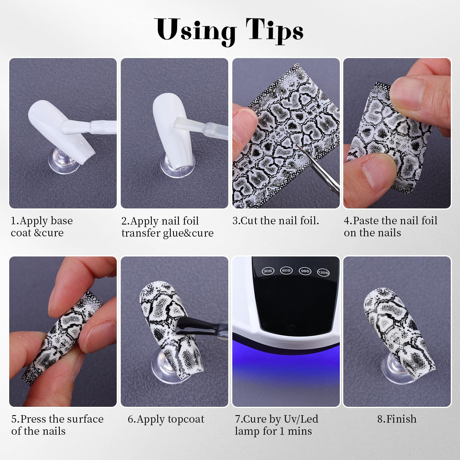 Lace Nail Foil Transfer Sheets, 10 Rolls Black White Flower Art