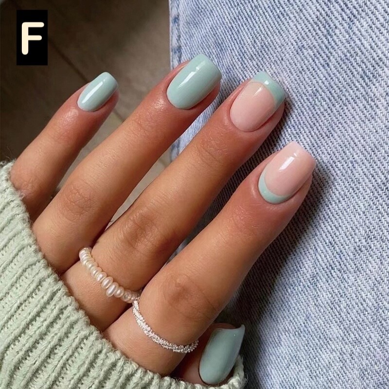 12 Boxes Flower Star French Tip Long/Mid/Short Square Press On Nails (Wholesale)