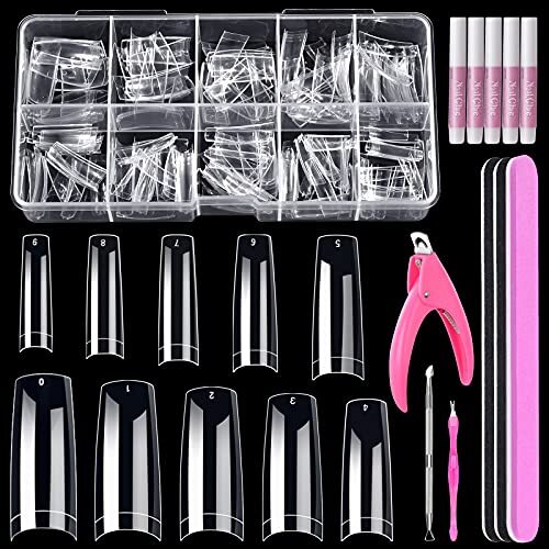 Clear Acrylic Nail Tips, 500PCS French Nail Tips Clear Fake Nails Half Cover