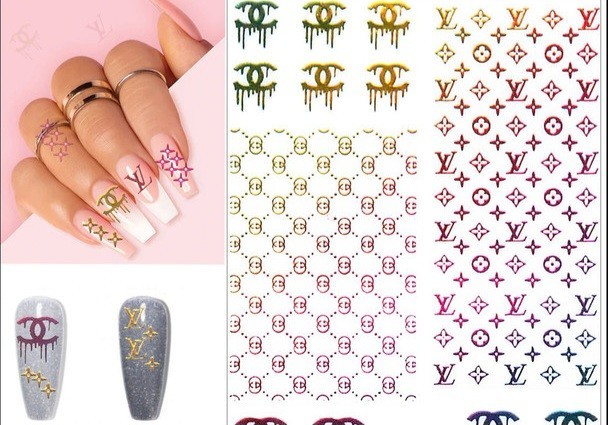 NWT NAIL ART DESIGN SELF-SEAL STICKERS HOLOGRAPHIC RAINBOW N°175!