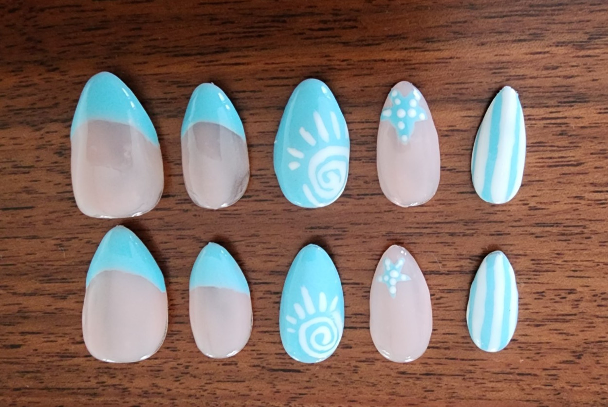 Custom Gel Press On Nails | 10 piece set with Kit | U Pick Shape & Size