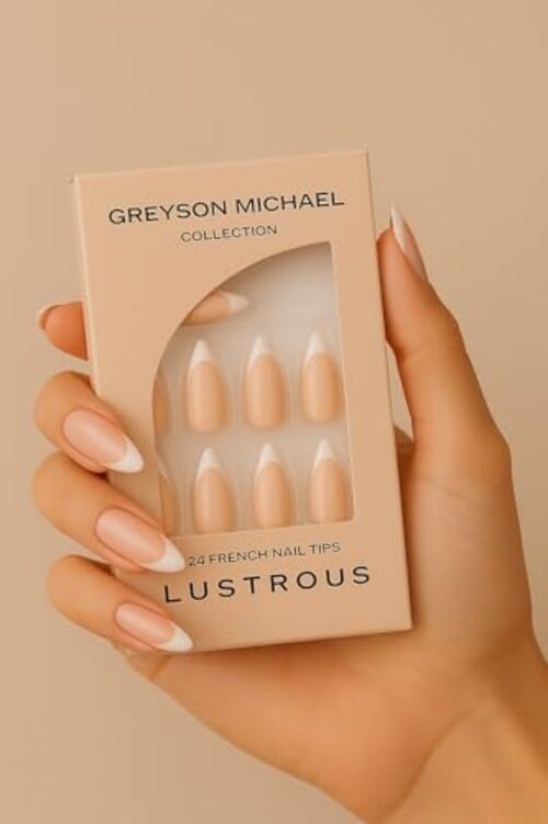 French Tip Press-On Nails, False Nails, Fake Nails, Natural, Semi-Transparent,
