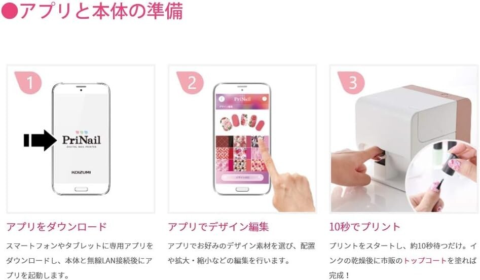 KOIZUMI Digital Nail Printer PriNail Digital Nail Art Machine Wi-Fi KNP-N800/P