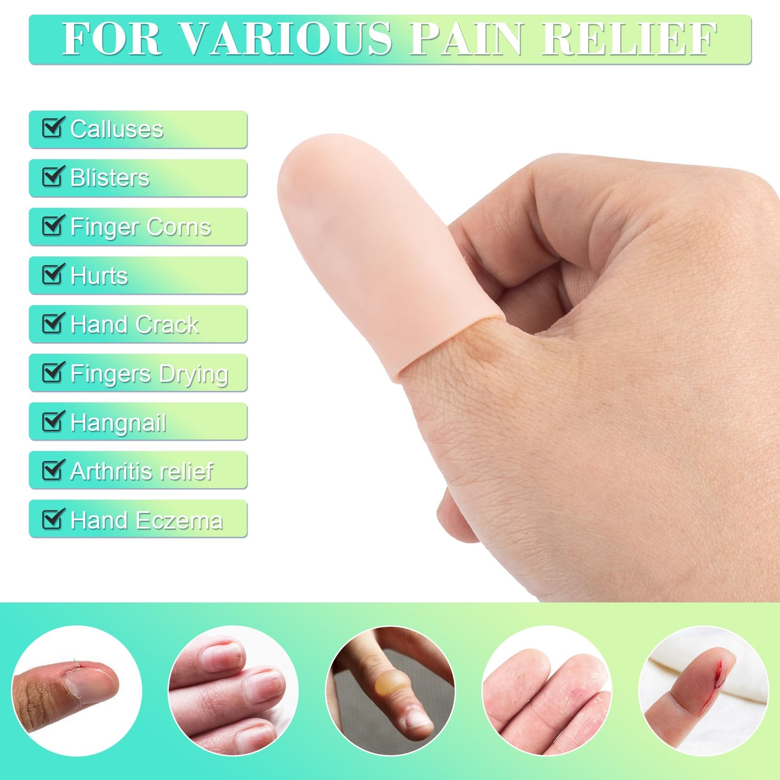 10 Pcs Gel Finger Cots Flexible Finger Cap Covers Thumb Support Protector