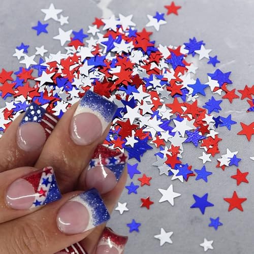 12 Grids Independence Day Nail Sequins，3D Holographic Nails independence Day-1