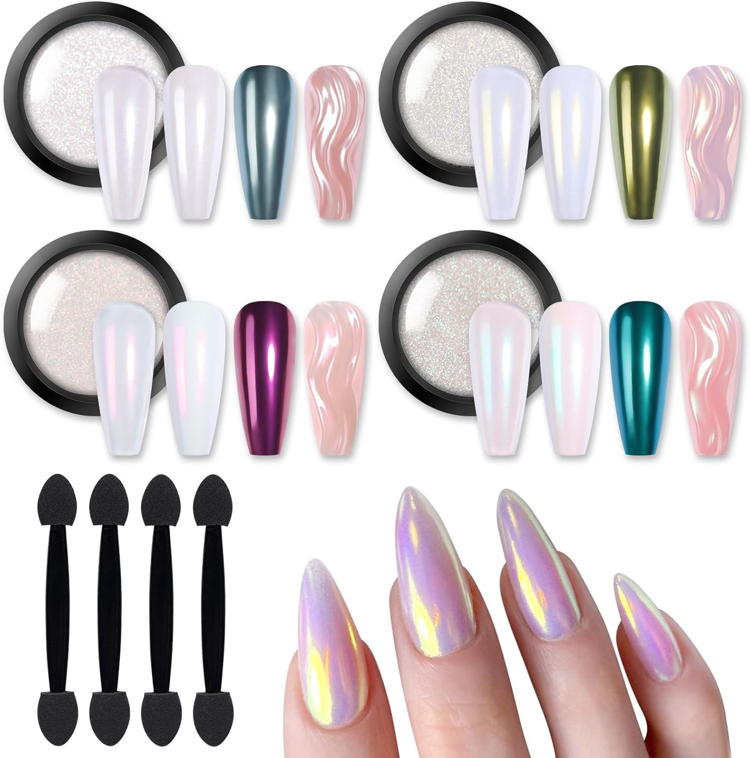 Chrome Nail Powder Metallic Mirror Powder Holographic Pigment | Powder Manicure