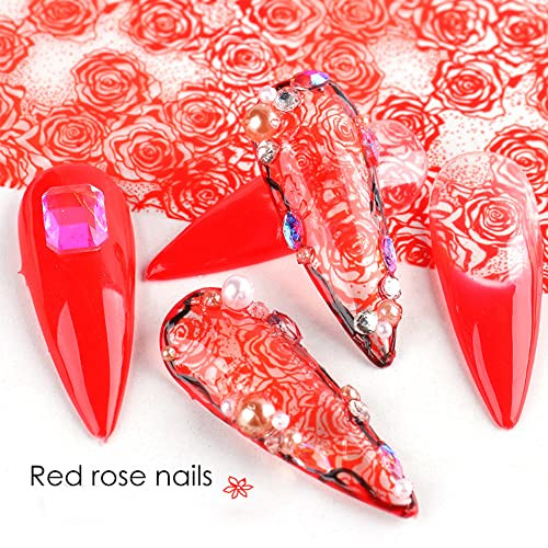 Holographic Nail Foil Transfer Stickers Decalss Nail Polish Sheets Lace Flower