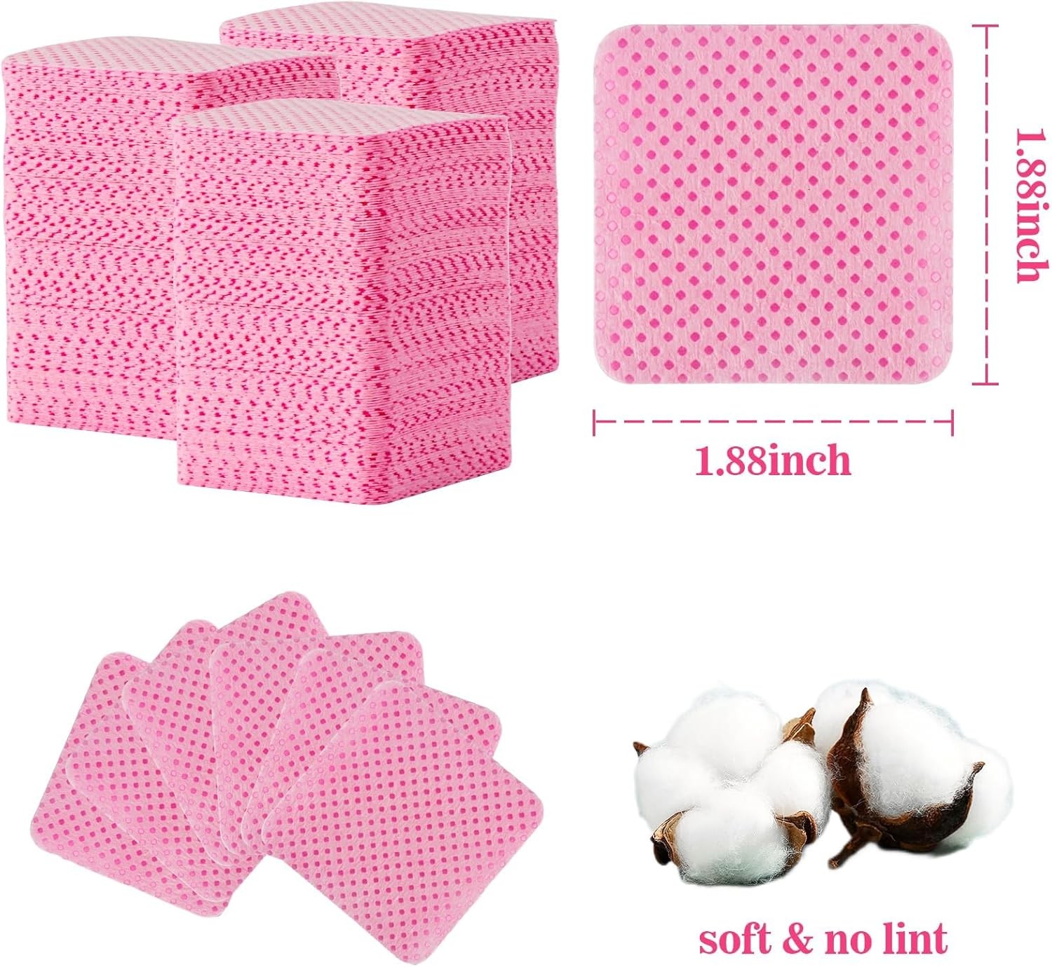 1200 Lint Nail Wipes – Pink Acetone Nail Polish Remover Wipes