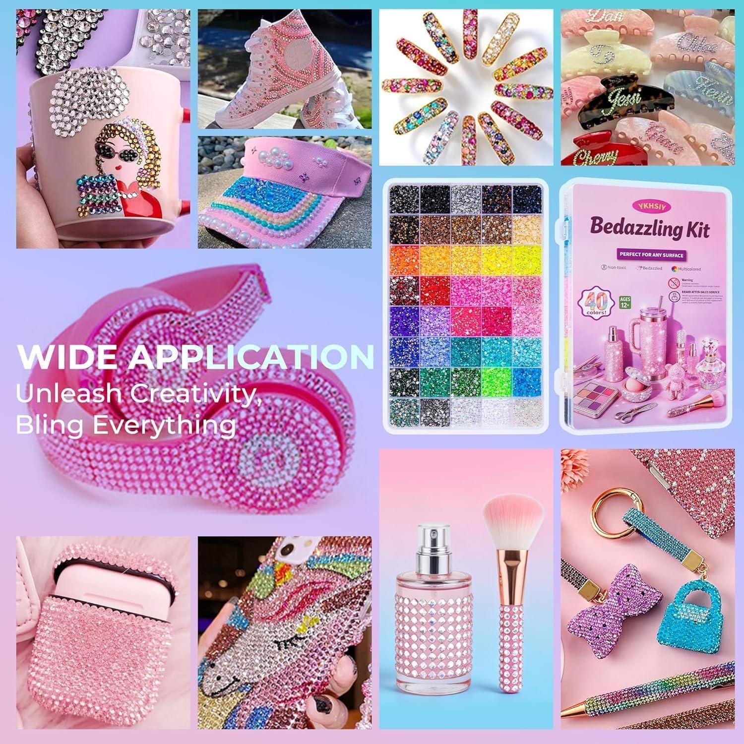 Bedazzling Kit 40000Pcs 40 Colors Resin Jelly Rhinestones, Multicolor 3mm F