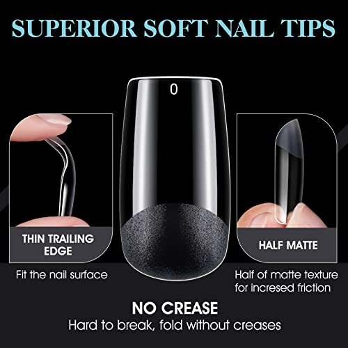 Soft Gel Full Cover Nail Tips Kit for Soak Off Nail B6- Medium Square