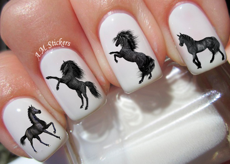 Black Horse Nail Art Stickers Transfers Decals Set of 40 – A1261