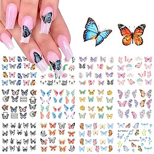 Pegatinas de uñas de mariposa Calcomanías acrílicas para decoración de uñas