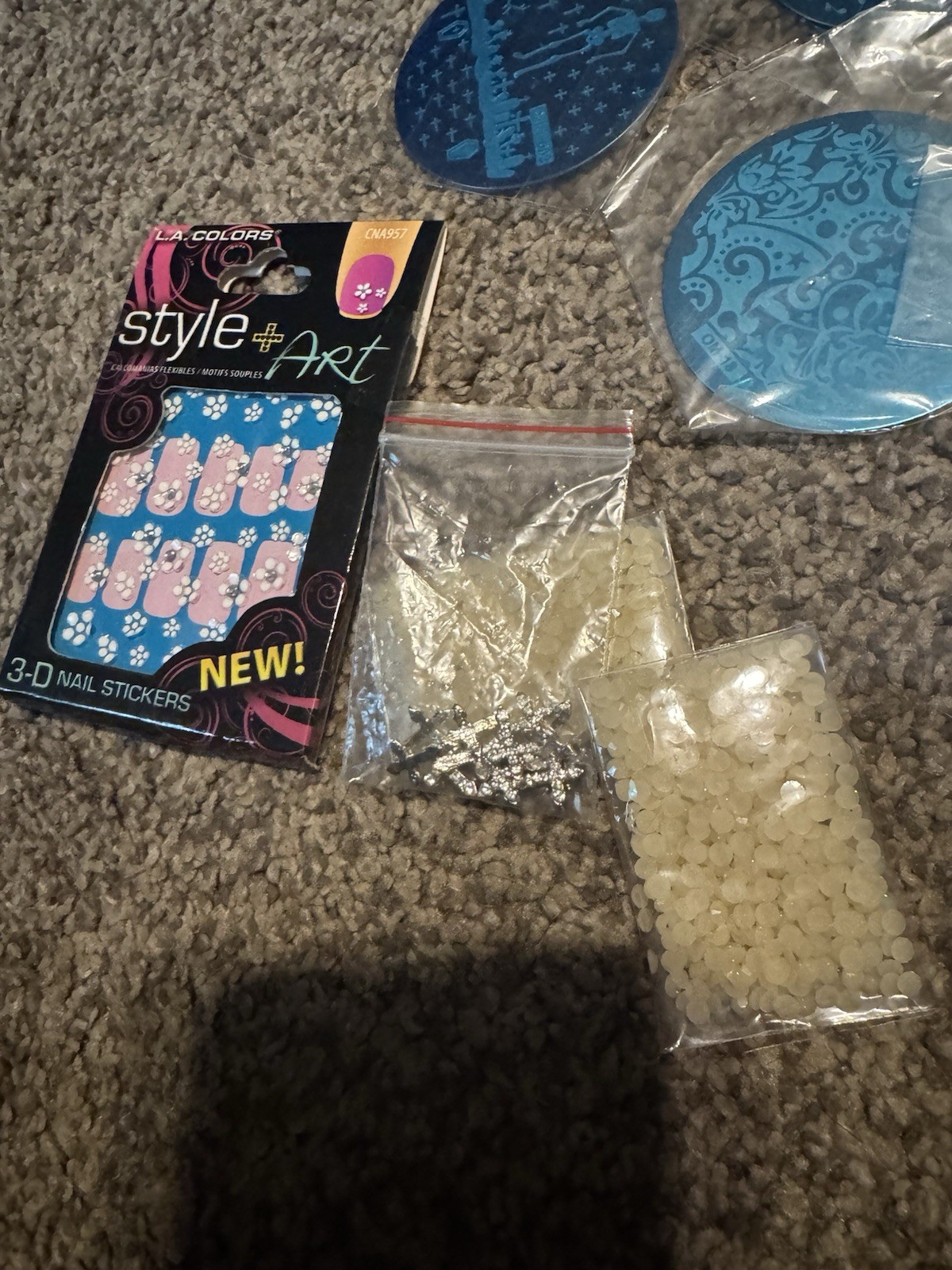 Huge lot of stick on nails & Stamping Nail Art Image Plates Hello Kitty ETC