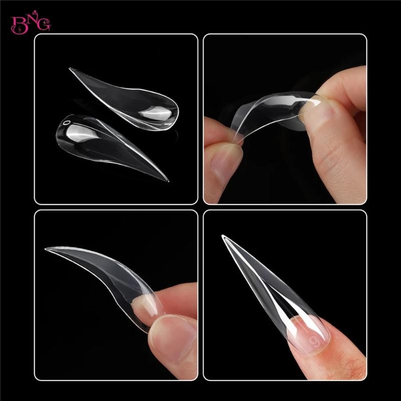 140 Pcs/box Curved Stiletto Nail Dual Forms For Poly Gel Eagle Claw Form