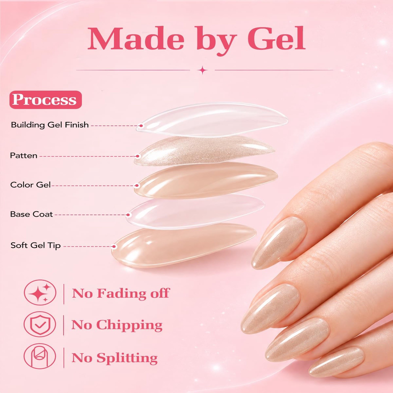 Skiennix Almond Press On Nails Gold Glitter Ombre French