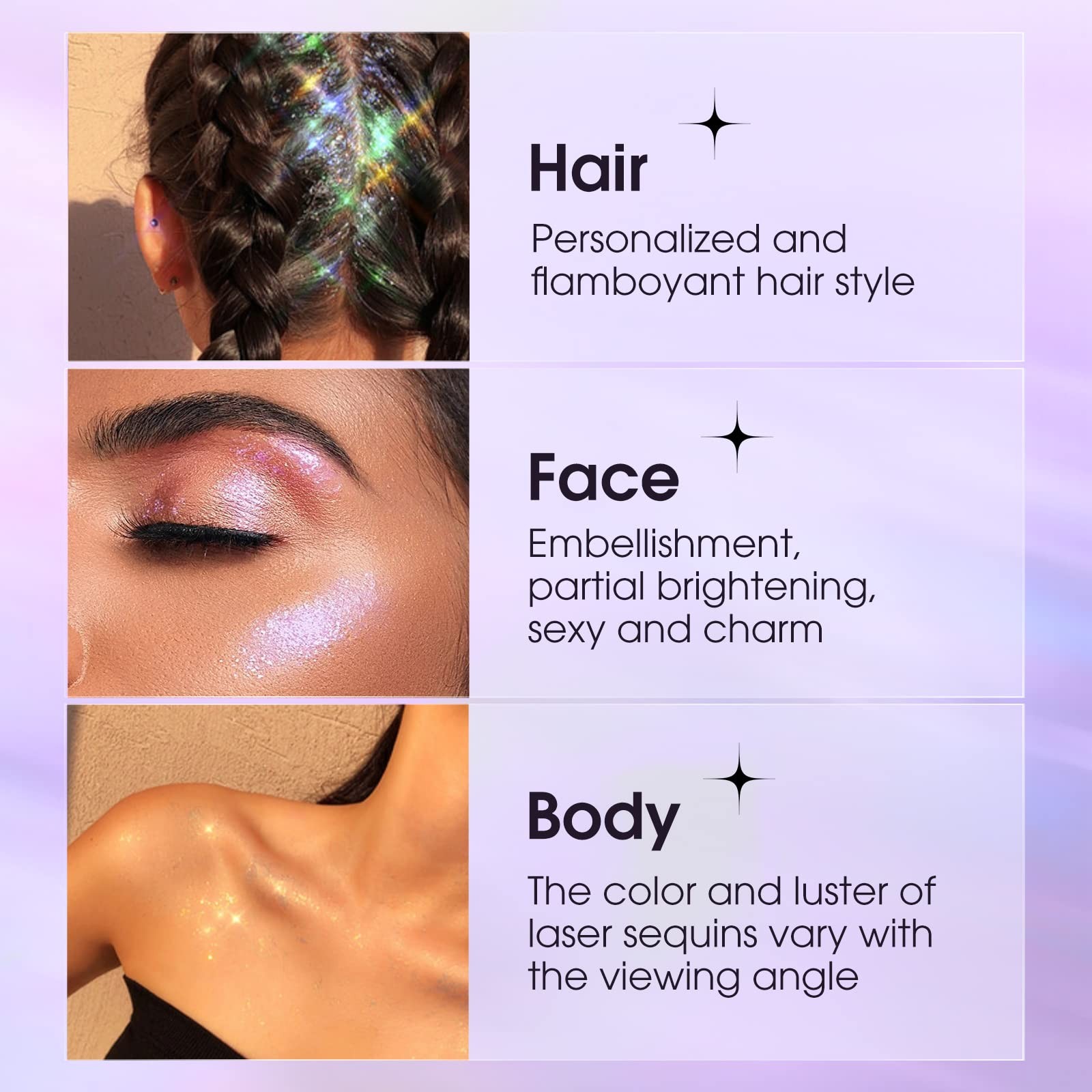 Body Glitter, Joyeee 4pcs Singer Concerts Face Glitter Gel,Mermaid Sequins Fa…