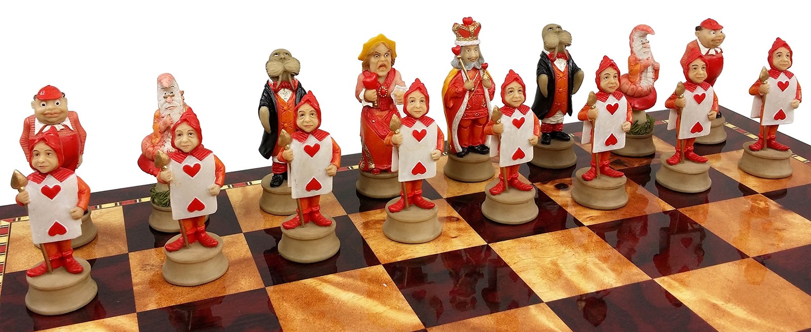 Alice in Wonderland Fantasy Chess Men Set 1 inch x 1 x 3.25 inches, Red