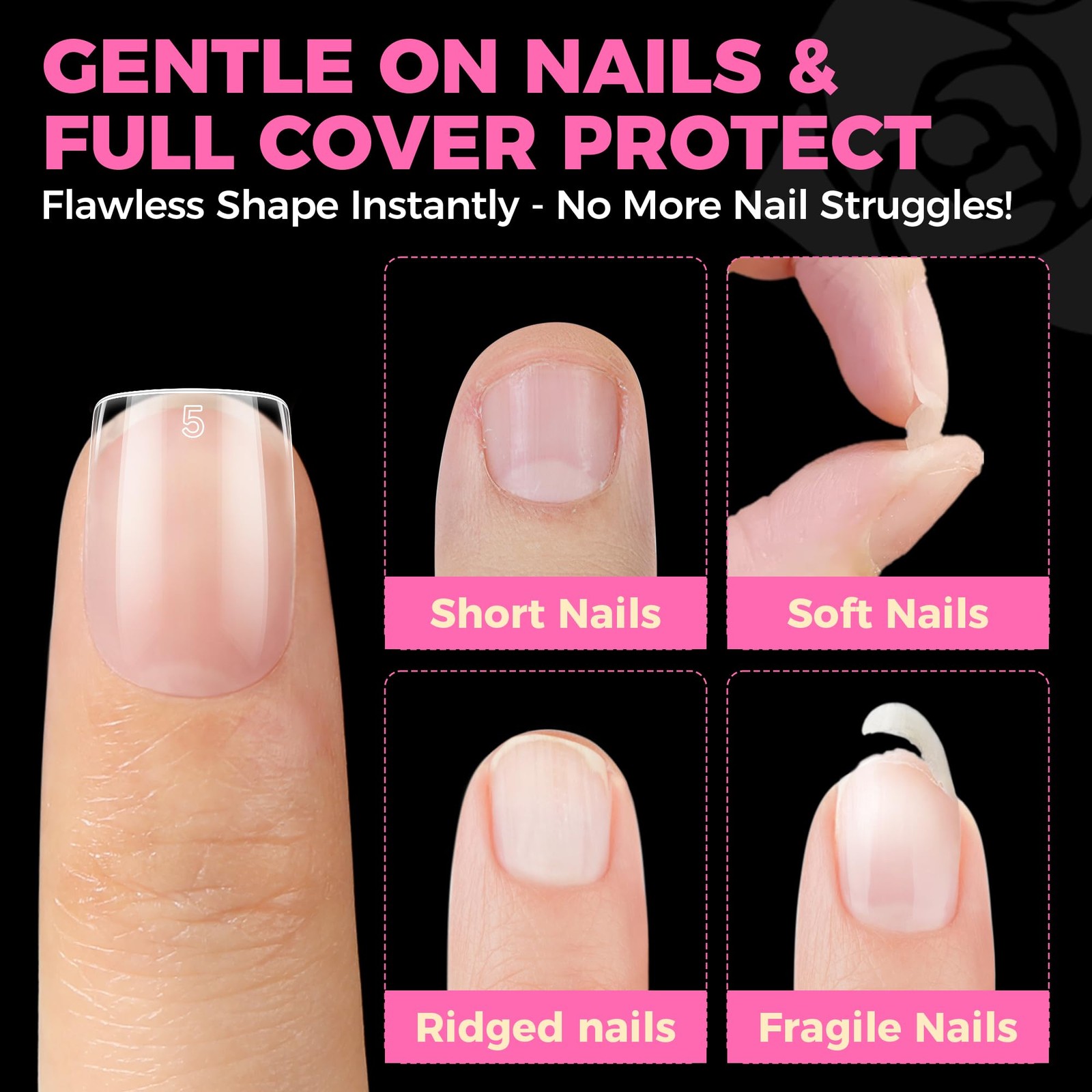 UNA GELLA Extra Short Nail Tips: 504pcs Square 1 Fl Oz (Pack of 1), Clear