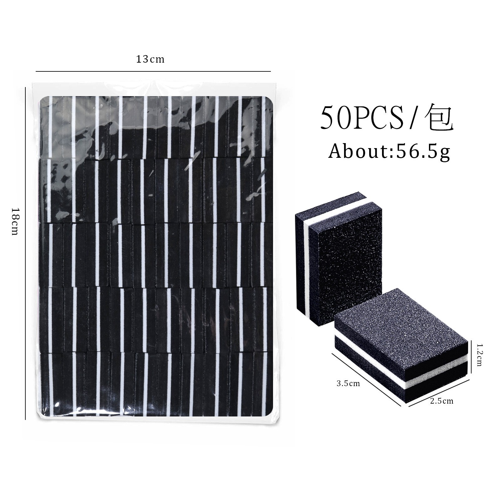 50Pcs Mini Nail Buffer Blocks 180/100 Grit Durable Nail Sanding Blocks Nail Tool
