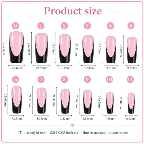 144 Pcs French Tip Press on Nails and Toenails, 12 Sizes Full Cover Square