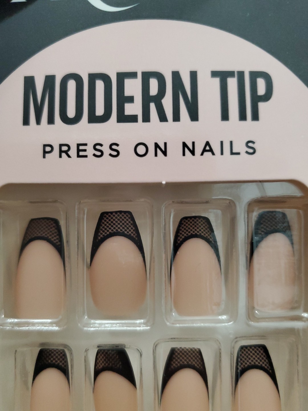 French Modern Tip Glue On Or Press On Nails Coffin Shape 12 Nails NIB