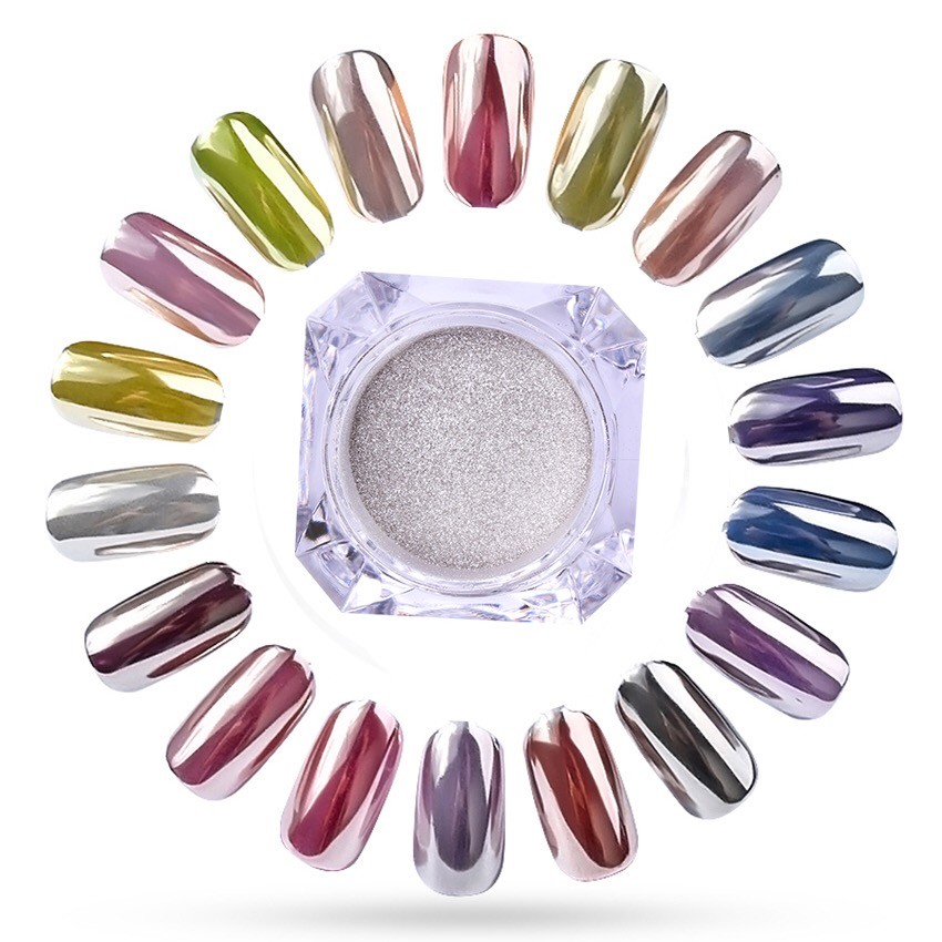 Unicorn CHROME POWDER Mirror AURORA Nail Art Colours ROSE GOLD Pearl Silver RED