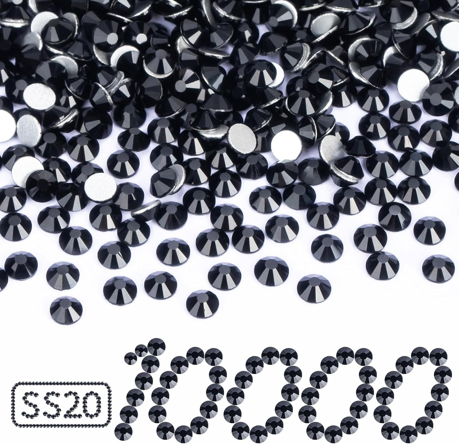 10000PCS Moonlight Rhinestones Bulk, Flat Back Crystal Glass Stone round Gems,Ss