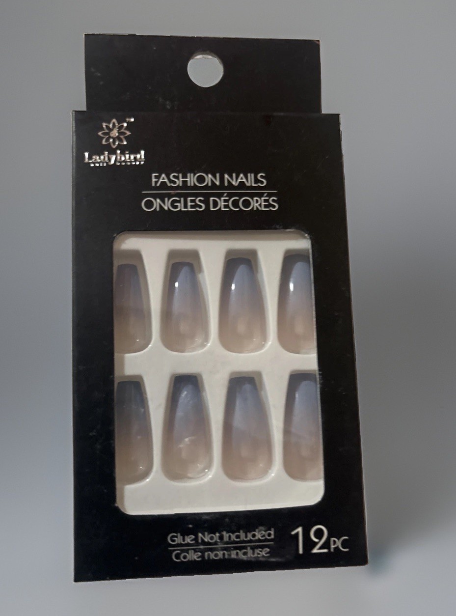 Ladybird Blue Ombre Press On Nails 12 Pc Coffin Shape Fashion Nails No Glue