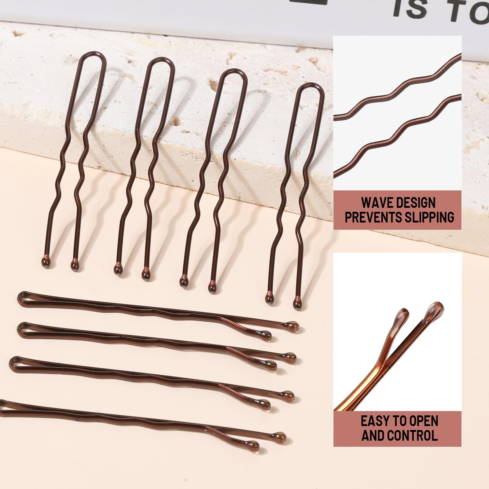 Teenitor 100Pcs Bobby Pins for Women, 1 Count (Pack of 100), Brown