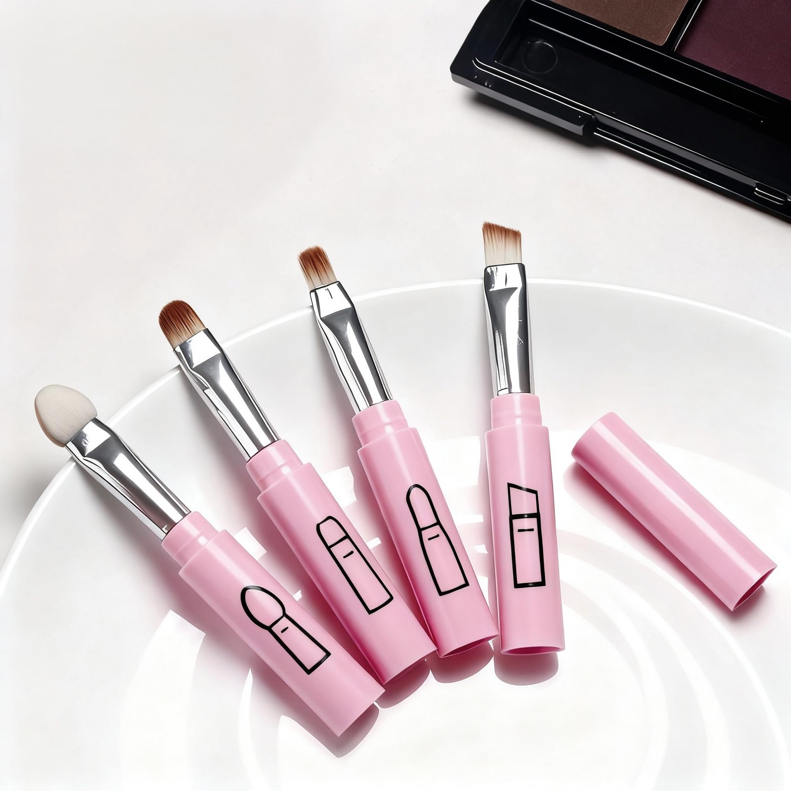 Pink Multi-Tasker 4-in-1 Travel Nail Brushes For Nails Art And Make Up, Acryl…