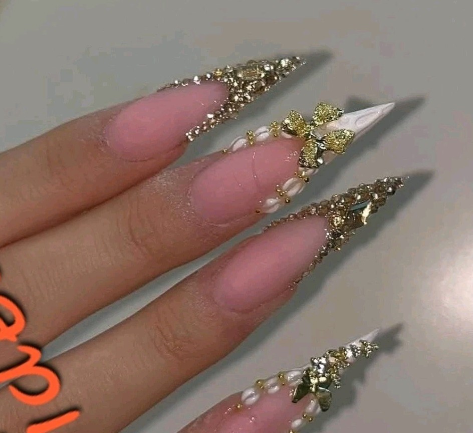 Bows For Nails Manicure Crystal Jewelry Nail Art Butterfly 6Pcs *gold*