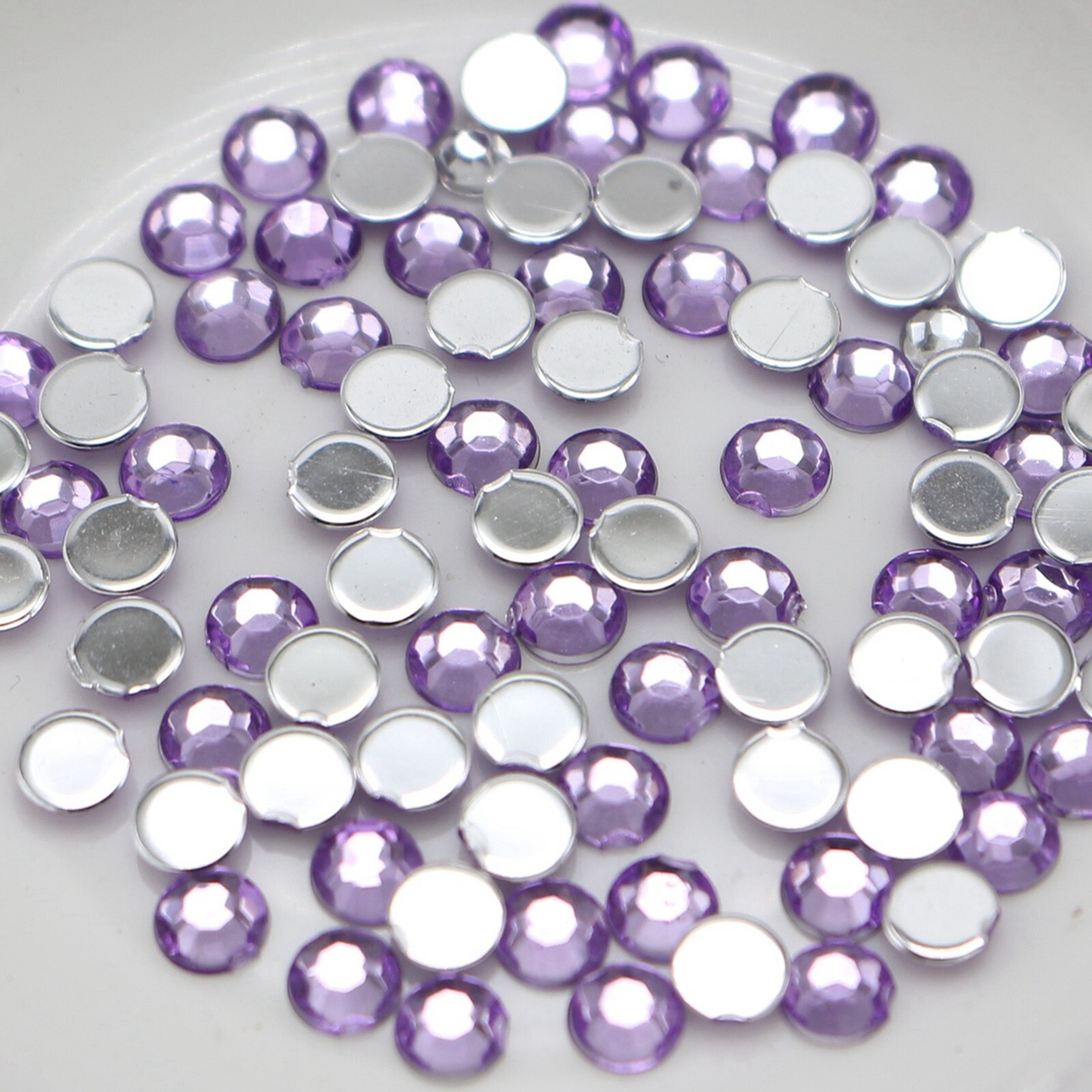 2000 Purple Crystal Acrylic Round Faceted Flatback Rhinestone Gem 4mm SS16 Nail