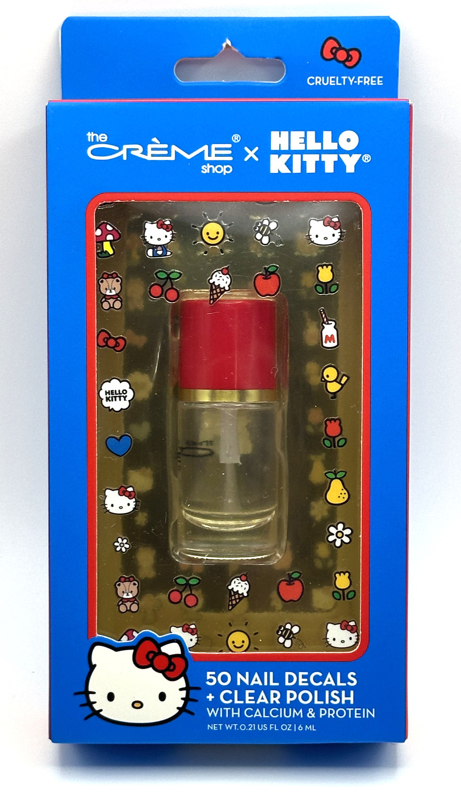 Hello Kitty The Creme Shop Nail Decals 85 Total Clear Nail Polish NIB Set of 2