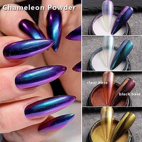 Set de Polvo Cromado para Uñas 16 Colores Efecto Metalizado y Holográfico