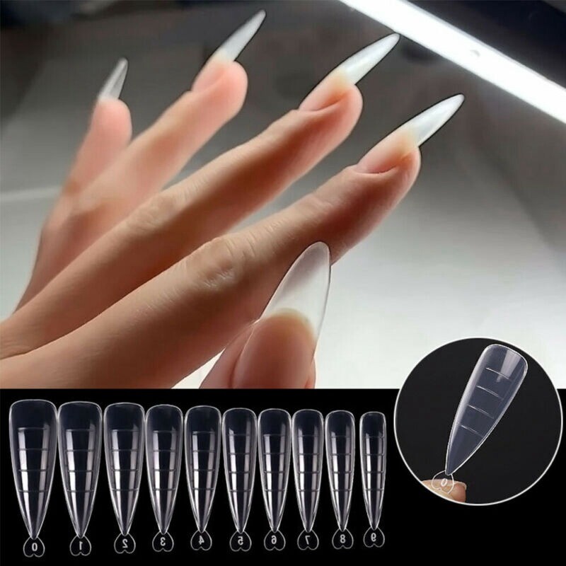 Fake Nails Clear Full Cover System Gel 100Pcs Nails Tips Mold Dual Forms