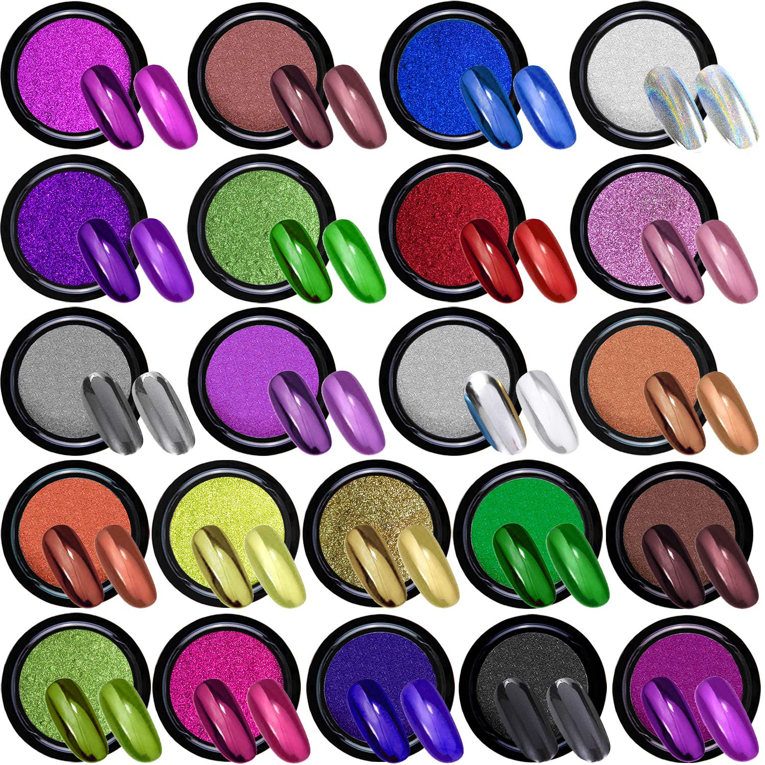22 Colors Chrome Nail Powders Metallic Nail Powder Mirror Effect Nail Art Chrome
