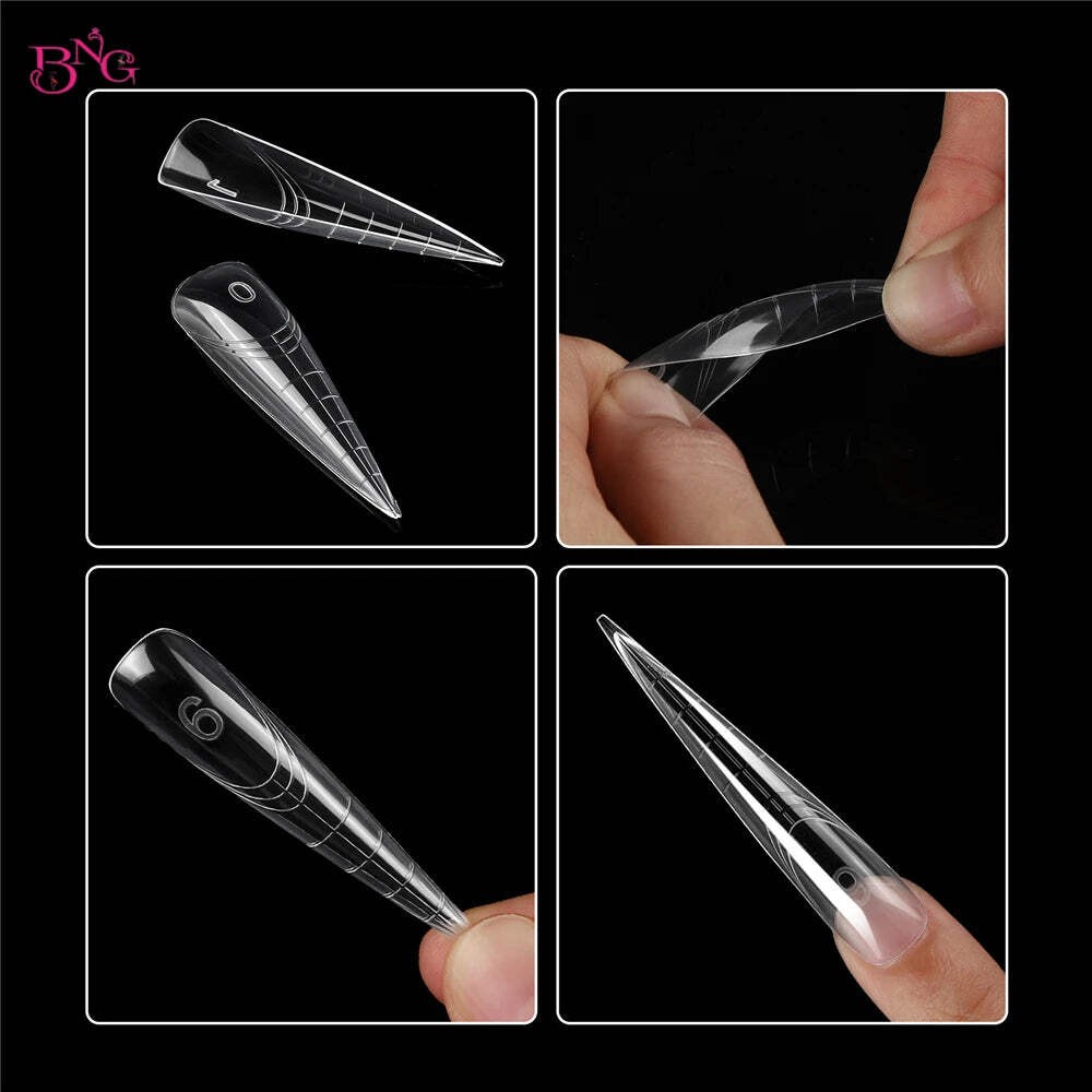 BNG New 70/140Pcs Clear Nail Dual Form Poly Extension Gel Molds Reusable Acrylic