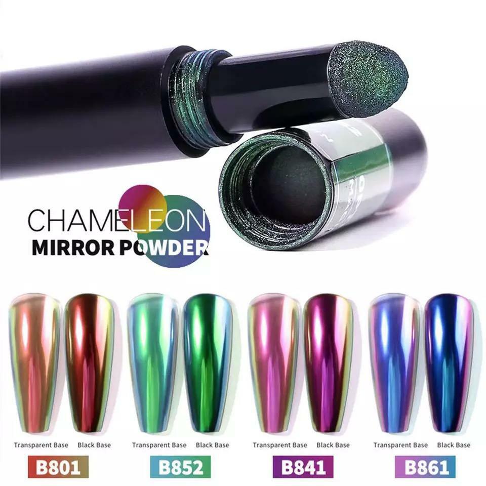 Nail Duo Chrome PEN Chameleon Mirror Powder Air Cushion Solid 6 Colours Dust UK