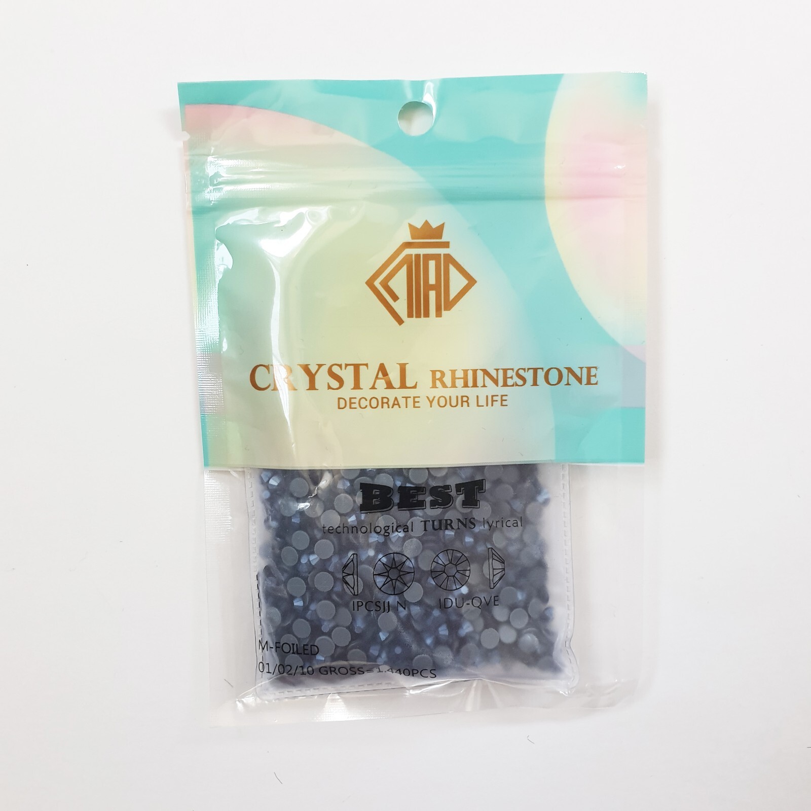 Flat Back Shiny Black Crystal Glass Rhinestone Hot Fix SS20 1440 PCS Nail Art