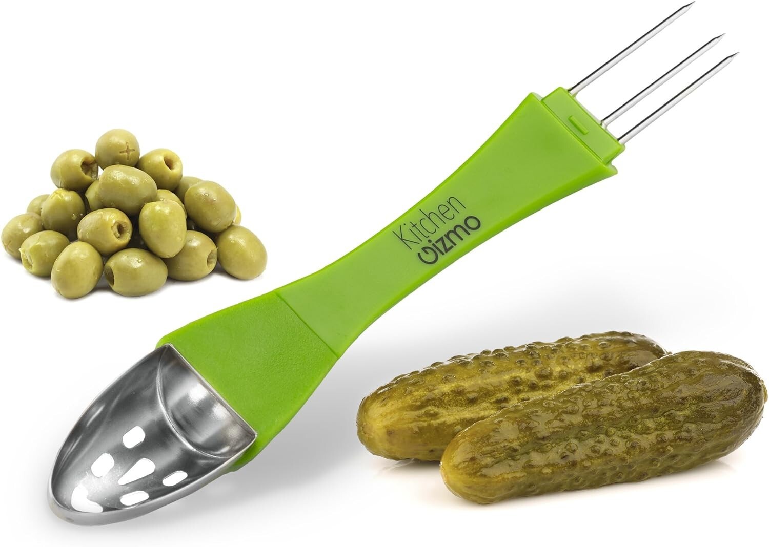 Kitchen Gizmo, 2 In 1 Condiment Tool – Stainless Steel Pickle Picker And Olives